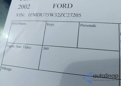 2002 Ford Explorer Limited z USA, uszkodzony, nr VIN 1FMDU75W32ZC27205